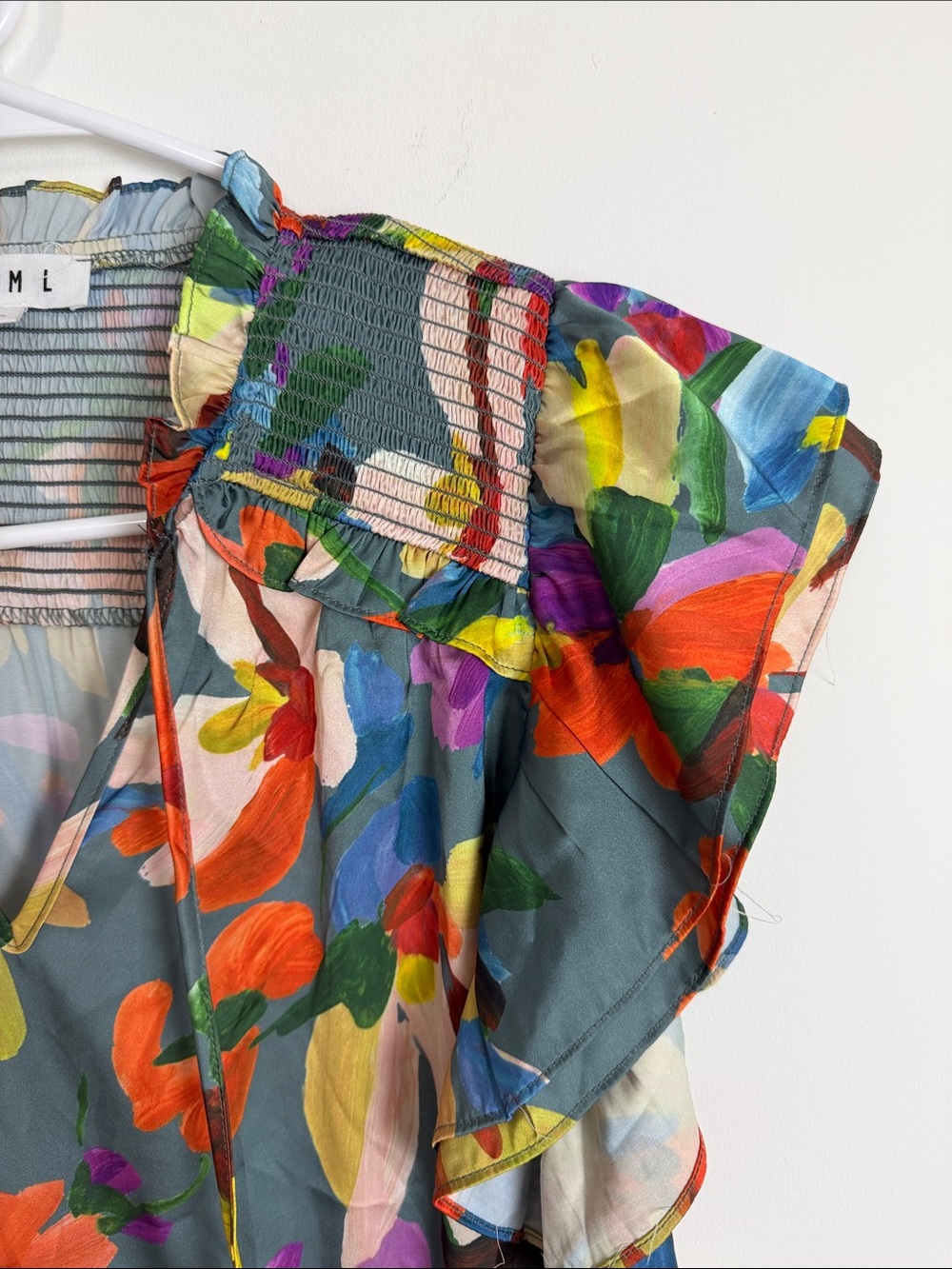 THML Multicolor Floral Tassel V-Neck Blouse - Picture 2 of 6